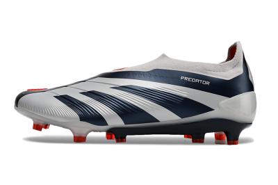 Men's Adidas Predator Accuracy+ Laceless FG Firm Ground Low-Tops Football Boots - Silver/Blue/Red