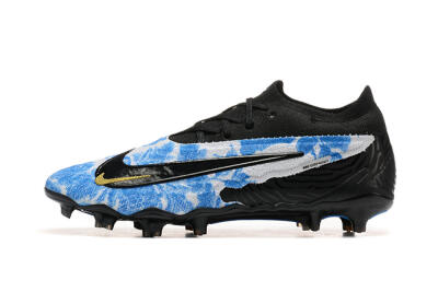 Men's Nike Phantom GX Elite FG Firm Ground Low-Tops Football Boots - Blue/Grey/Black/Gold