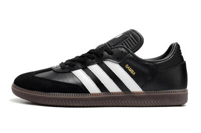 Men's Adidas Samba Messi Indoor TF Artificial Turf Low-Tops Football Shoes - Black/White/Brown