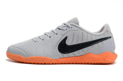 Men's Nike Tiempo Legend 10 Elite IC Indoor & Futsal Low-Tops Football Shoes - Grey/Black/Orange