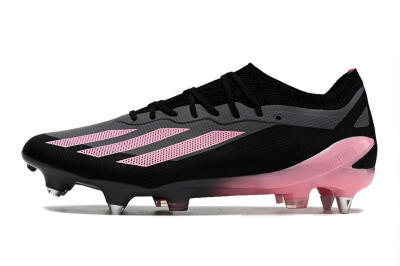Men's Adidas X Crazyfast.1 SG Soft Ground Low-Tops Football Boots - Black/Pink/Grey