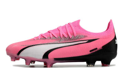 Men's Puma Ultra Ultimate FG Firm Ground Low-Tops Football Boots - Pink/White/Black