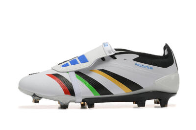 Men's Adidas Predator Elite Foldover Tongue FG Firm Ground Low-Tops Football Boots - White/Rainbow