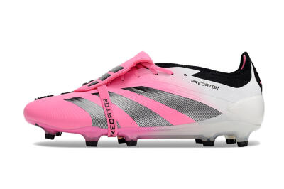 Men's Adidas Predator Elite Foldover Tongue FG Firm Ground Low-Tops Football Boots - Pink/Grey/White