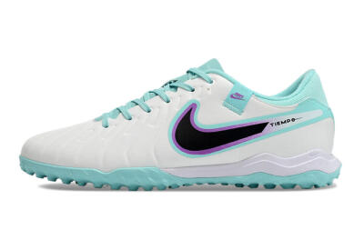 Men's Nike Tiempo Legend 10 Elite TF Artificial Turf Low-Tops Football Shoes - White/Blue/Purple