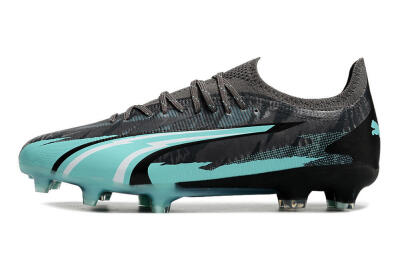 Men's Puma Ultra Ultimate FG Firm Ground Low-Tops Football Boots - Black/Jade