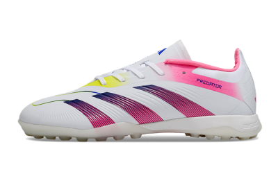 Men's Adidas Predator 24 Elite TF Artificial Turf Low-Tops Football Shoes - White/Pink/Blue/Yellow