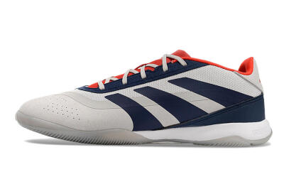 Men's Adidas Predator 24 Elite IC Indoor & Futsal Low-Tops Football Shoes - Grey/Blue/Red