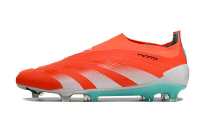 Men's Adidas Predator+ Elite Laceless FG Firm Ground Low-Tops Football Boots - Red/White/Jade
