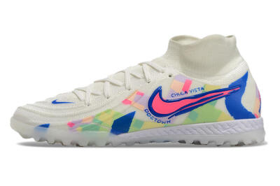 Men's Nike Phantom Luna Elite NU TF Artificial Turf High-Tops Football Shoes - Beige/Blue/Yellow/Pink