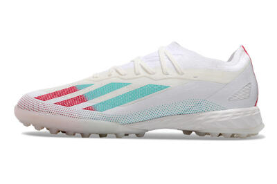 Men's Adidas X Crazyfast.1 TF Artificial Turf Low-Tops Football Shoes - White/Red/Jade