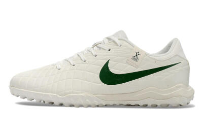 Men's Nike Tiempo Legend 10 Academy TF Artificial Turf Low-Tops Football Shoes - White/Green