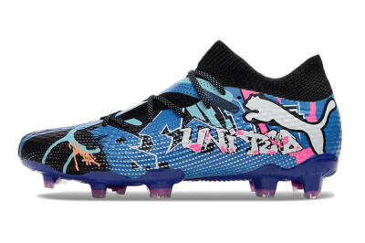 Men's Puma Future Ultimate FG Firm Ground Low-Tops Football Boots - Black/Blue/Pink