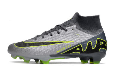 Unisex Nike Air Zoom Mercurial Superfly 9 Elite FG Firm Ground High-Tops Football Boots - Silver/Grey/Green