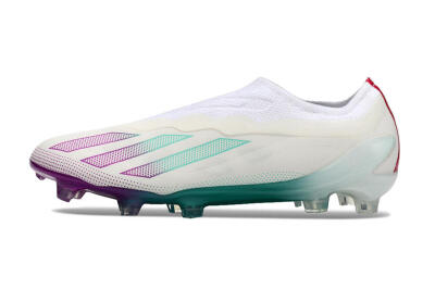 Men's Adidas X 24 Crazyfast+ FG Firm Ground Low-Tops Football Boots - White/Pink/Green