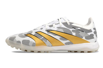 Men's Adidas Predator 24 Elite TF Artificial Turf Low-Tops Football Shoes - Black/White/Gold