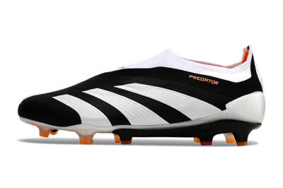 Men's Adidas Predator 24 Elite Laceless FG Firm Ground Low-Tops Football Boots - Black/White/Orange