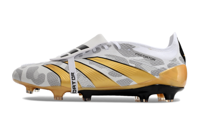 Men's Adidas Predator Elite Foldover Tongue FG Firm Ground Low-Tops Football Boots - White/Black/Gold