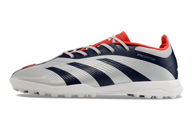 Unisex Adidas Predator 24 Elite TF Artificial Turf Low-Tops Football Shoes - Silver/Blue/Red