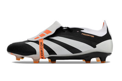 Unisex Adidas Predator Elite Foldover Tongue FG Firm Ground Low-Tops Football Boots - White/Black/Orange