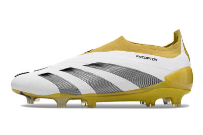 Men's Adidas Predator Accuracy+ FG Firm Ground Low-Tops Football Boots - White/Black/Yellow