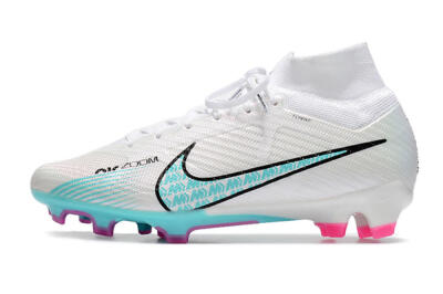 Unisex Nike Air Zoom Mercurial Superfly 9 Elite FG Firm Ground High-Tops Football Boots - White/Blue/Black