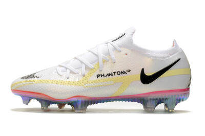Men's Nike Phantom GT 2 Elite FG Firm Ground Low-Tops Football Boots - White/Yellow/Black