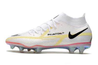 Men's Nike Phantom GT 2 Elite DF FG Firm Ground High-Tops Football Boots - White/Yellow/Black