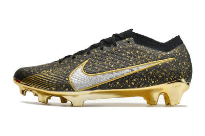 Unisex Nike Air Zoom Mercurial Vapor 15 Elite FG Firm Ground Low-Tops Football Boots - Black/Gold/Silver