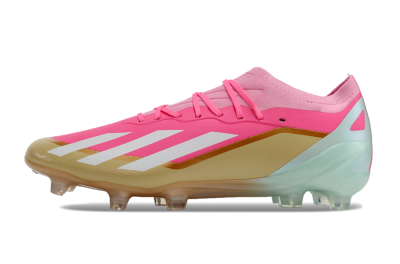 Men's Adidas X 23 Crazyfast.1 FG Firm Ground Low-Tops Football Boots - Pink/White/Gold/Jade