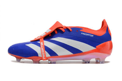 Men's Adidas Predator Elite Foldover Tongue FG Firm Ground Low-Tops Football Boots - Blue/White/Red
