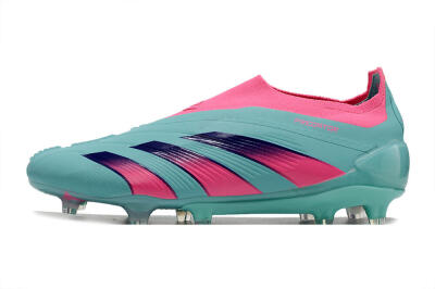 Men's Adidas Predator+ 24 Elite Laceless FG Firm Ground Low-Tops Football Boots - Jade/Pink/Purple