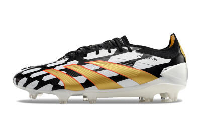 Men's Adidas Predator 24 Elite FG Firm Ground Low-Tops Football Boots - White/Black/Gold