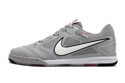 Men's Supre x Nike SB Gato IC Indoor & Futsal Low-Tops Football Shoes - Grey/White/Red/Black