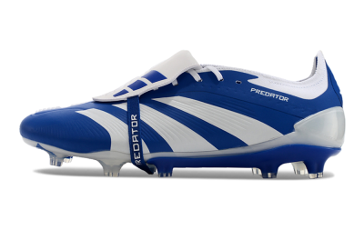 Men's Adidas Predator Elite Foldover Tongue FG Firm Ground Low-Tops Football Boots - Blue/white/Beige