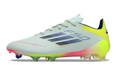Men's Adidas F50 Elite FG Firm Ground Low-Tops Football Boots - Blue/Pink/Yellow