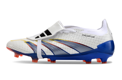 Men's Adidas Predator Elite Foldover Tongue Euphoria FG Firm Ground Low-Tops Football Boots - White/Silver/Blue