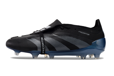 Men's Adidas Predator Elite Tongue FG Firm Ground Low-Tops Football Boots - Black/Silver/Blue