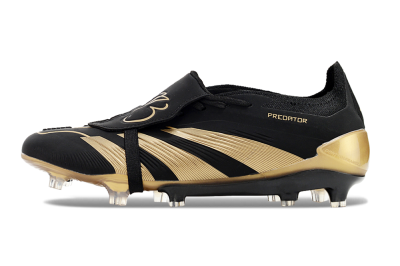 Men's Adidas Predator Elite Tongue FG Firm Ground Low-Tops Football Boots - Black/Gold