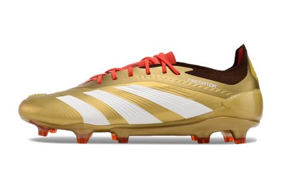 Men's Adidas Predator 24 Elite FG Firm Ground Low-Tops Football Boots - Gold/White/Brown