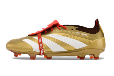 Men's Adidas Predator Elite Foldover Tongue FG Firm Ground Low-Tops Football Boots - Gold/White/Red