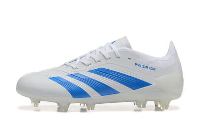 Men's Adidas Predator 24 Elite FG Firm Ground Low-Tops Football Boots - White/Blue