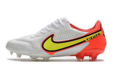 Men's Nike Tiempo Legend 9 Elite FG Firm Ground Low-Tops Football Boots - White/Yellow/Red