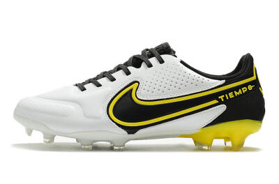 Men's Nike Tiempo Legend 9 Elite FG Firm Ground Low-Tops Football Boots - White/Yellow/Black
