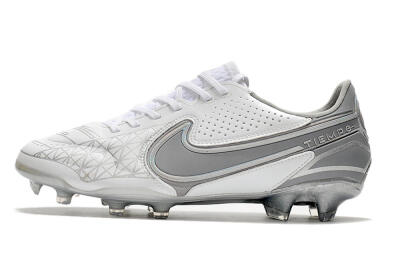 Men's Nike Tiempo Legend 9 Elite FG Firm Ground Low-Tops Football Boots - White/Grey/Silver