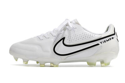 Men's Nike Tiempo Legend 9 Elite FG Firm Ground Low-Tops Football Boots - White/Black