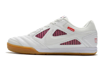 Men's Supreme x Nike SB Gato IC Indoor & Futsal Low-Tops Football Shoes - White/Red/Brown