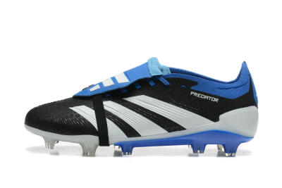Men's Adidas Predator Elite Foldover Tongue FG Firm Ground Low-Tops Football Boots - Black/White/Blue
