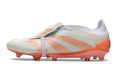 Men's Adidas Predator Elite Foldover Tongue FG Firm Ground Low-Tops Football Boots - Beige/white/Orange