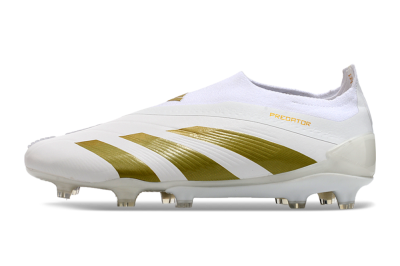 Men's Adidas Predator Elite Laceless FG Firm Ground Low-Tops Football Boots - Beige/White/Gold